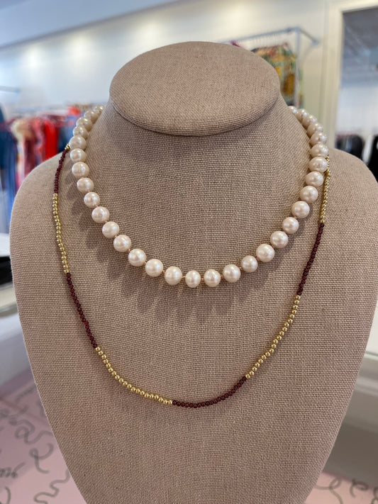 Ruby/Gold Bead Necklace