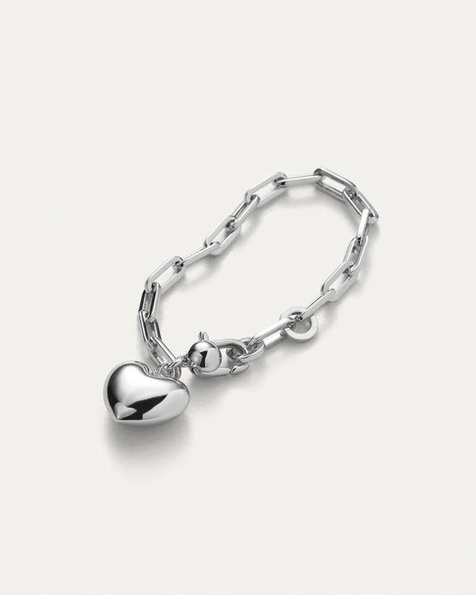 Puffy Heart Bracelet Silver