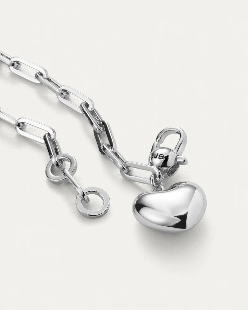 Puffy Heart Bracelet Silver