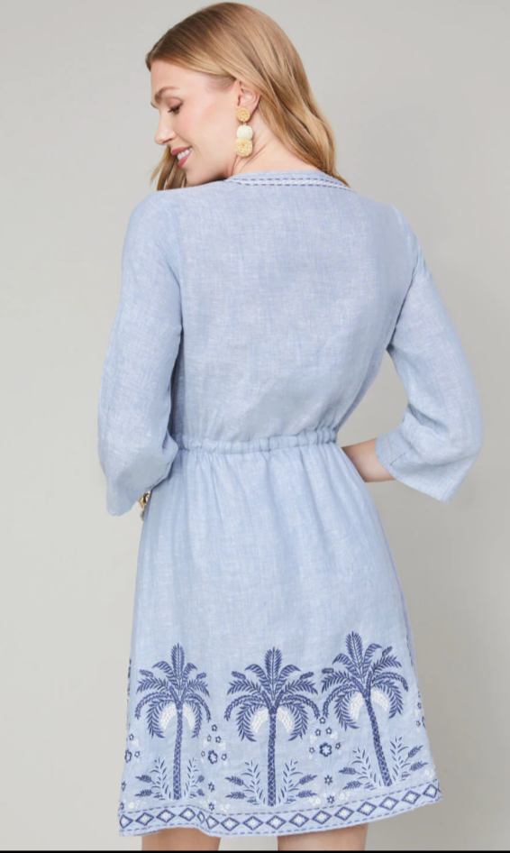 Kayce Embroidered Dress Peeples Song Palm Embroidery