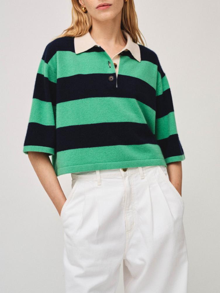 Cashmere Cropped Stripped Polo