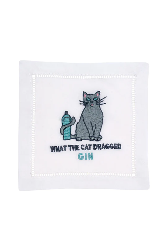 What The Cat Dragged Gin - Cocktail Napkin