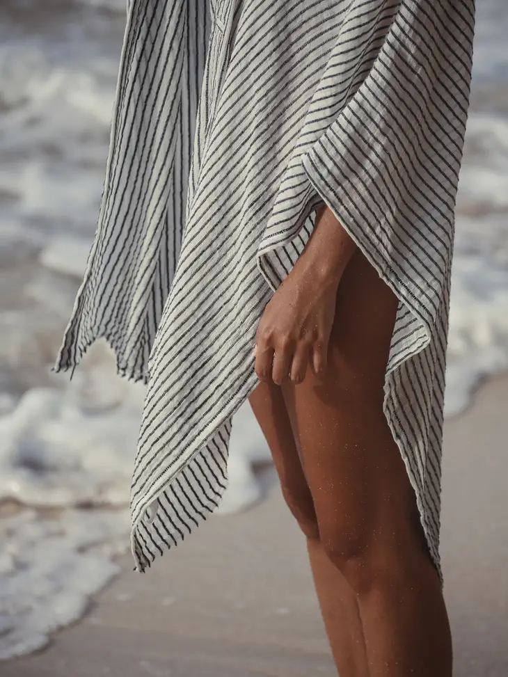 Black Stripe Beach Kimono