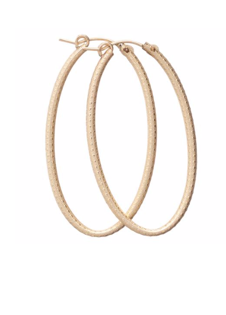 Oval Hoop Earrings - 2" Textured
