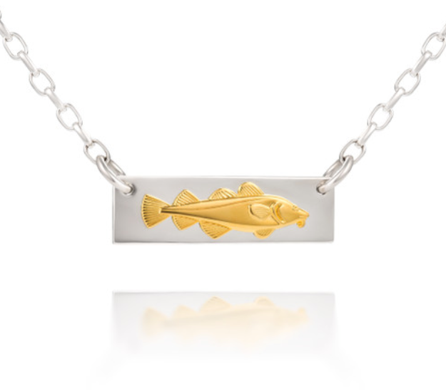 Golden Cod Bar Necklace - Sterling Silver & Gold Vermeil